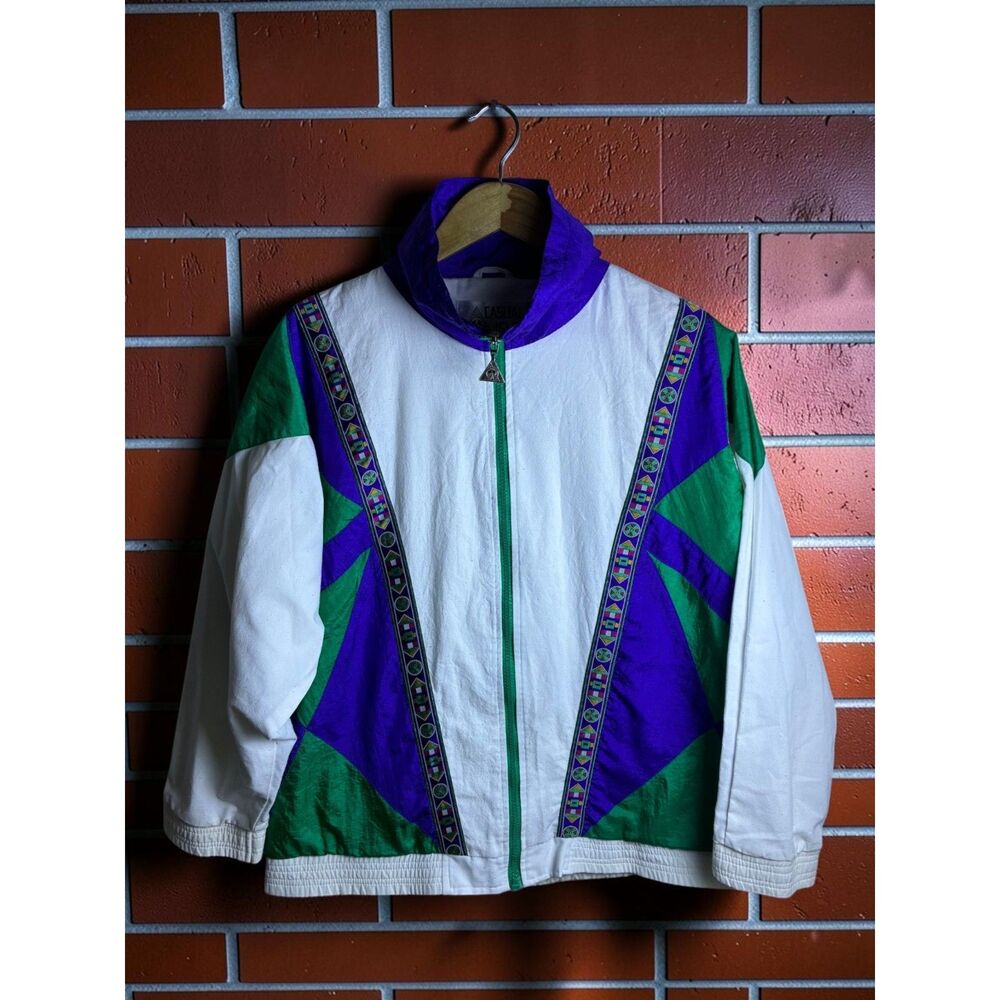 Vintage Casual Isle Colorblock Windbreaker Jacket Men's Medium 90s